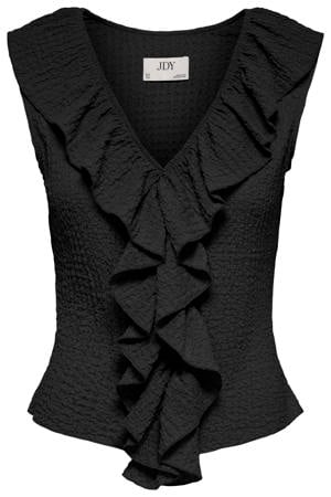 top met textuur zwart
