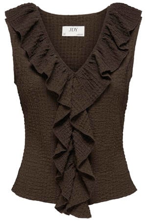 top met textuur donkerbruin