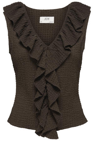 top met textuur donkerbruin