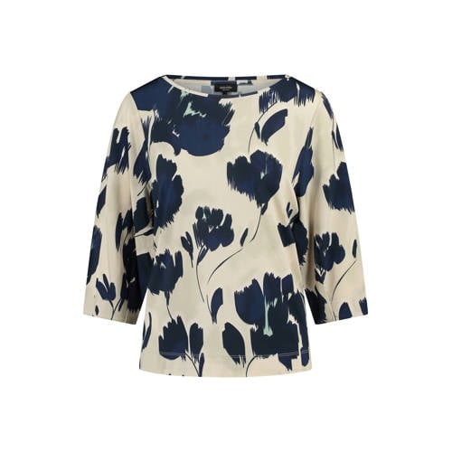 Claudia Sträter gebloemde blousetop donkerblauw afbeelding