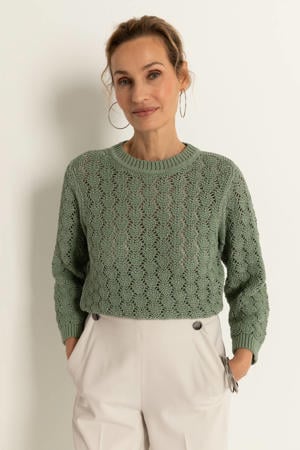 pullover groen grof gebreid