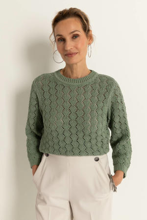pullover groen grof gebreid