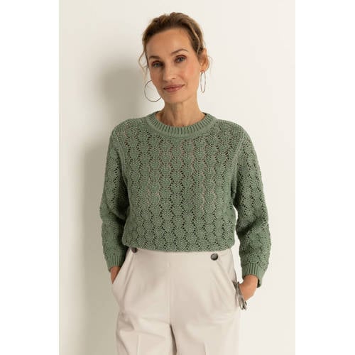 Claudia Sträter pullover groen grof gebreid afbeelding