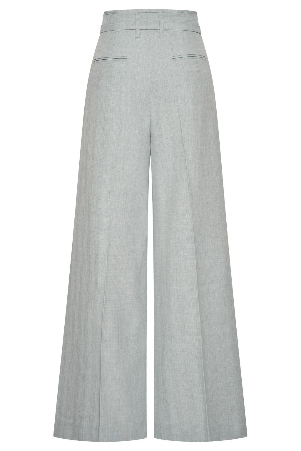 Lichtblauwe dames Claudia Sträter wide leg high waist pantalon met rits, haak- en knoopsluiting en effen