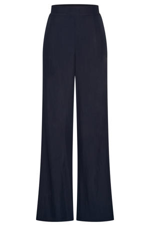 wide leg high waist broek donkerblauw