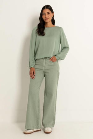 high waist wide leg jeans groen