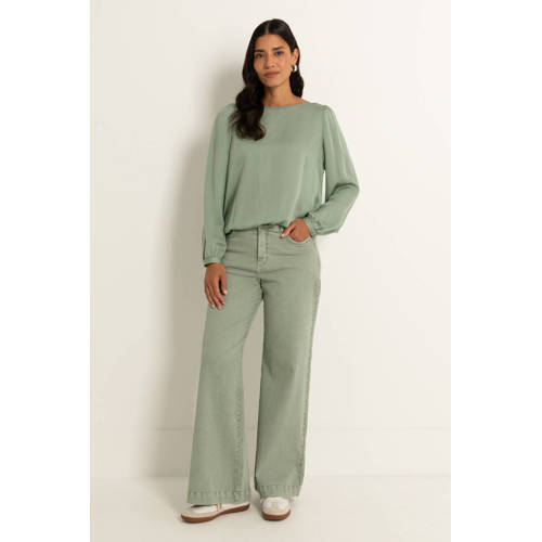 Claudia Sträter high waist wide leg jeans groen afbeelding