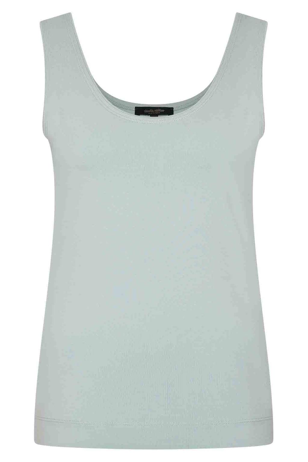 Grijsgroene dames CLAUDIA BY CLAUDIA STRÄTER tanktop fijn gebreid van viscose met effen en ronde hals