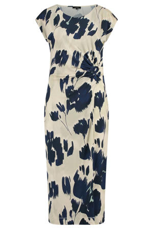 gebloemde zomerjurk jersey donkerblauw