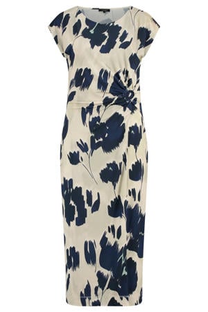 gebloemde zomerjurk jersey donkerblauw