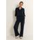 Claudia Sträter straight high waist cargobroek donkerblauw gebreid
