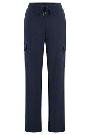 straight high waist cargobroek donkerblauw gebreid