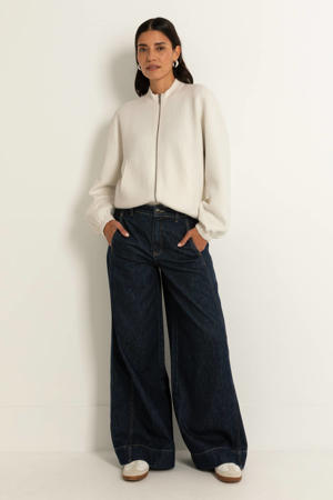 high waist wide leg jeans dark blue denim
