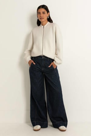 high waist wide leg jeans dark blue denim