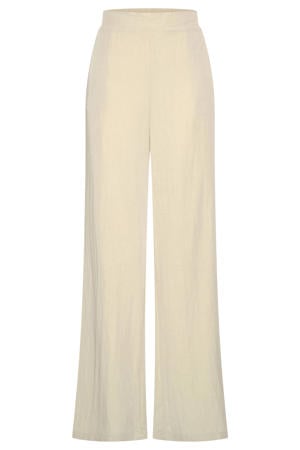 wide leg high waist broek crème