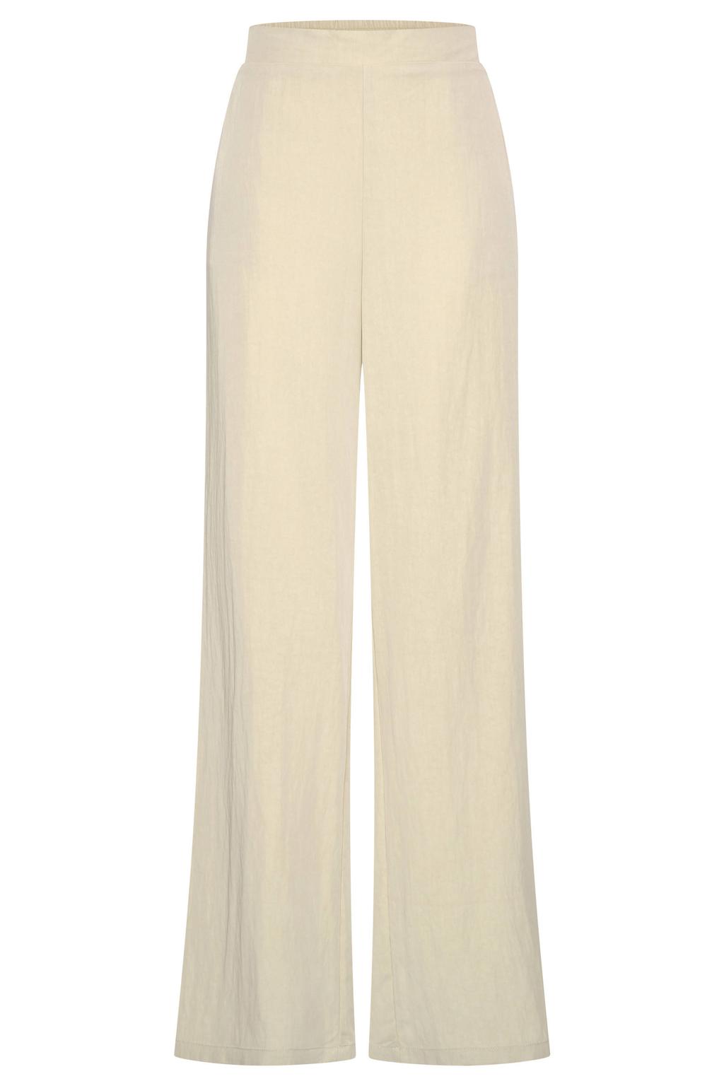 Crème dames CLAUDIA BY CLAUDIA STRÄTER wide leg high waist broek crème van viscose met effen
