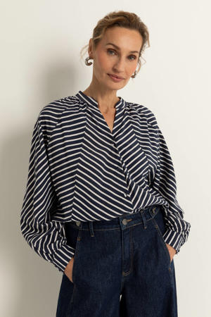 gestreepte blouse donkerblauw