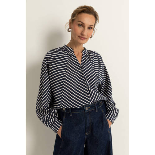 Claudia Sträter gestreepte blouse donkerblauw afbeelding