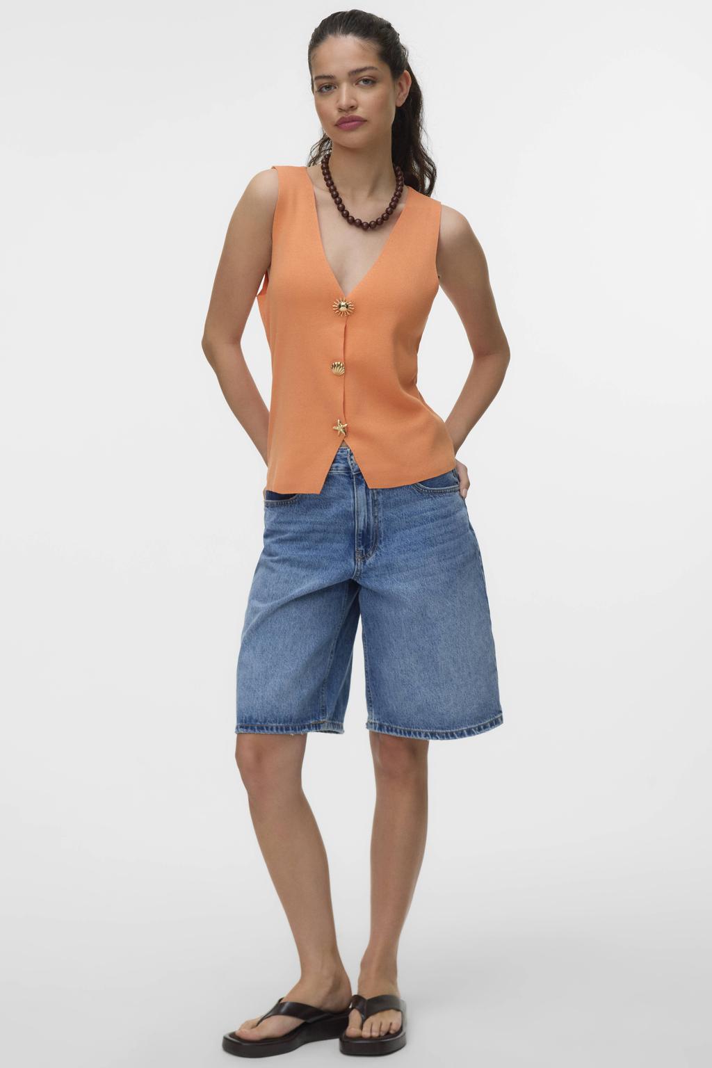 VERO MODA top fijn gebreid oranje