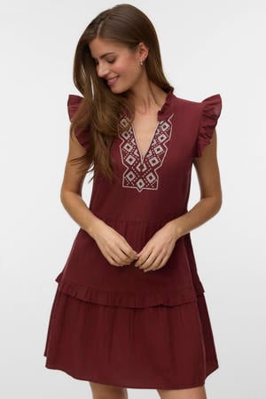 mini jurk donkerrood