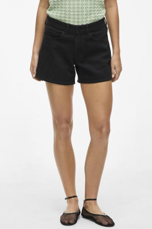 regular waist denim short black denim
