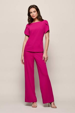 wide leg high waist pantalon roze