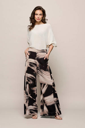 wide leg high waist broek zwart