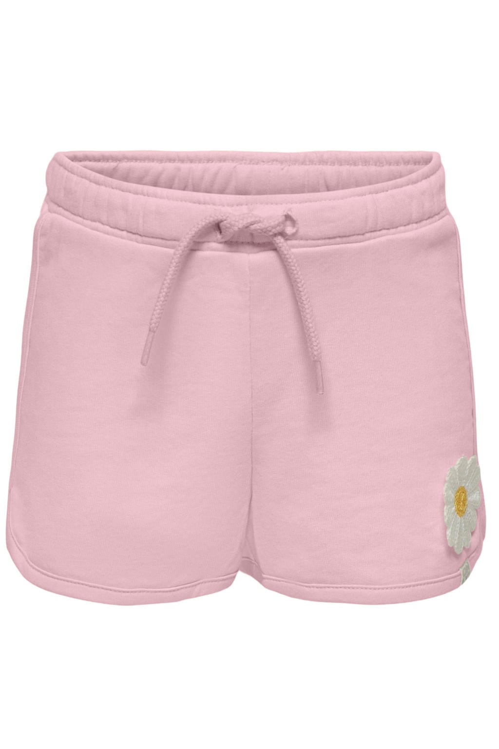 Lichtroze meisjes KIDS ONLY MINI regular sweatshort met elastische tailleband met koord en effen