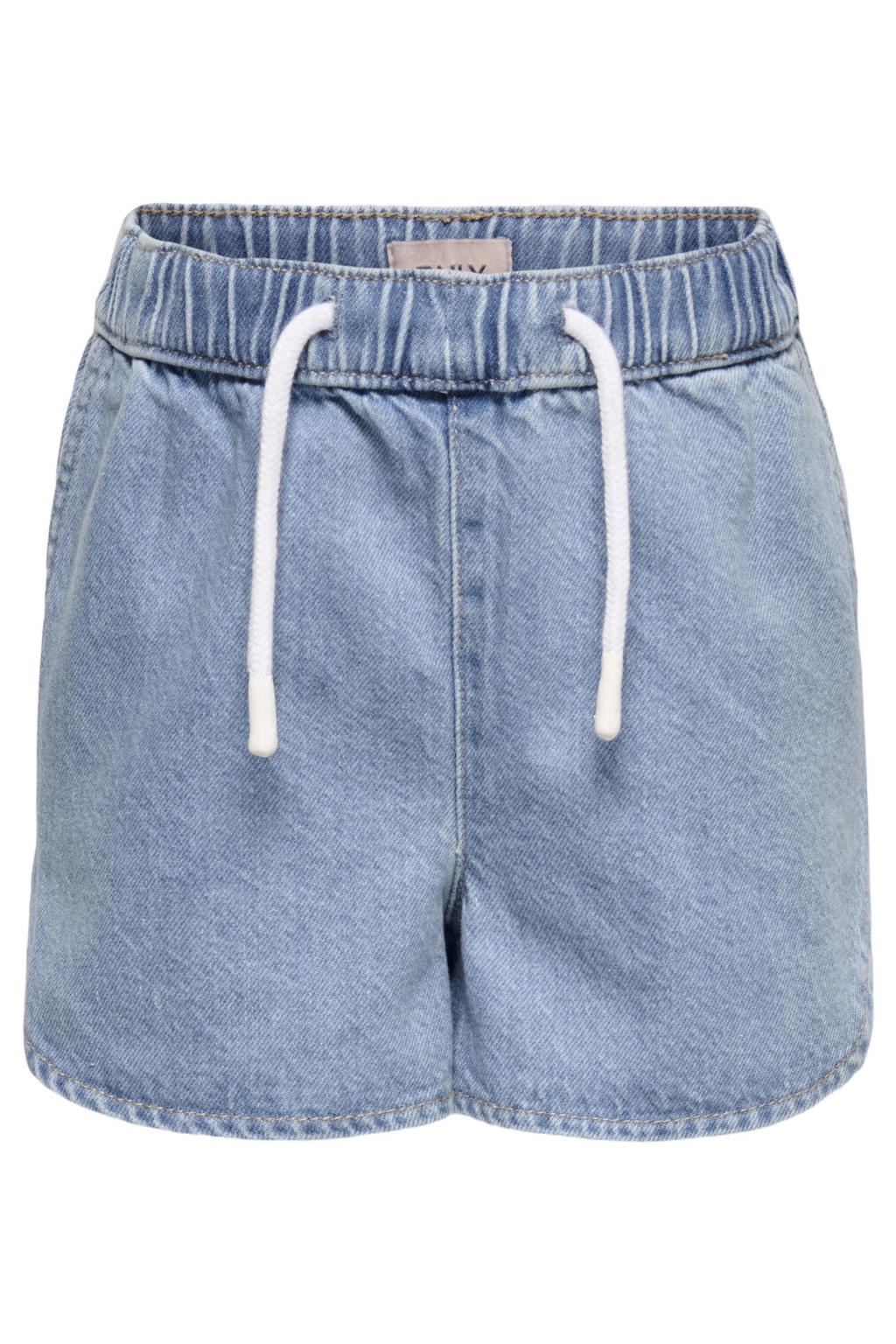Light blue denim meisjes KIDS ONLY MINI relaxed short van denim met elastische tailleband met koord en effen