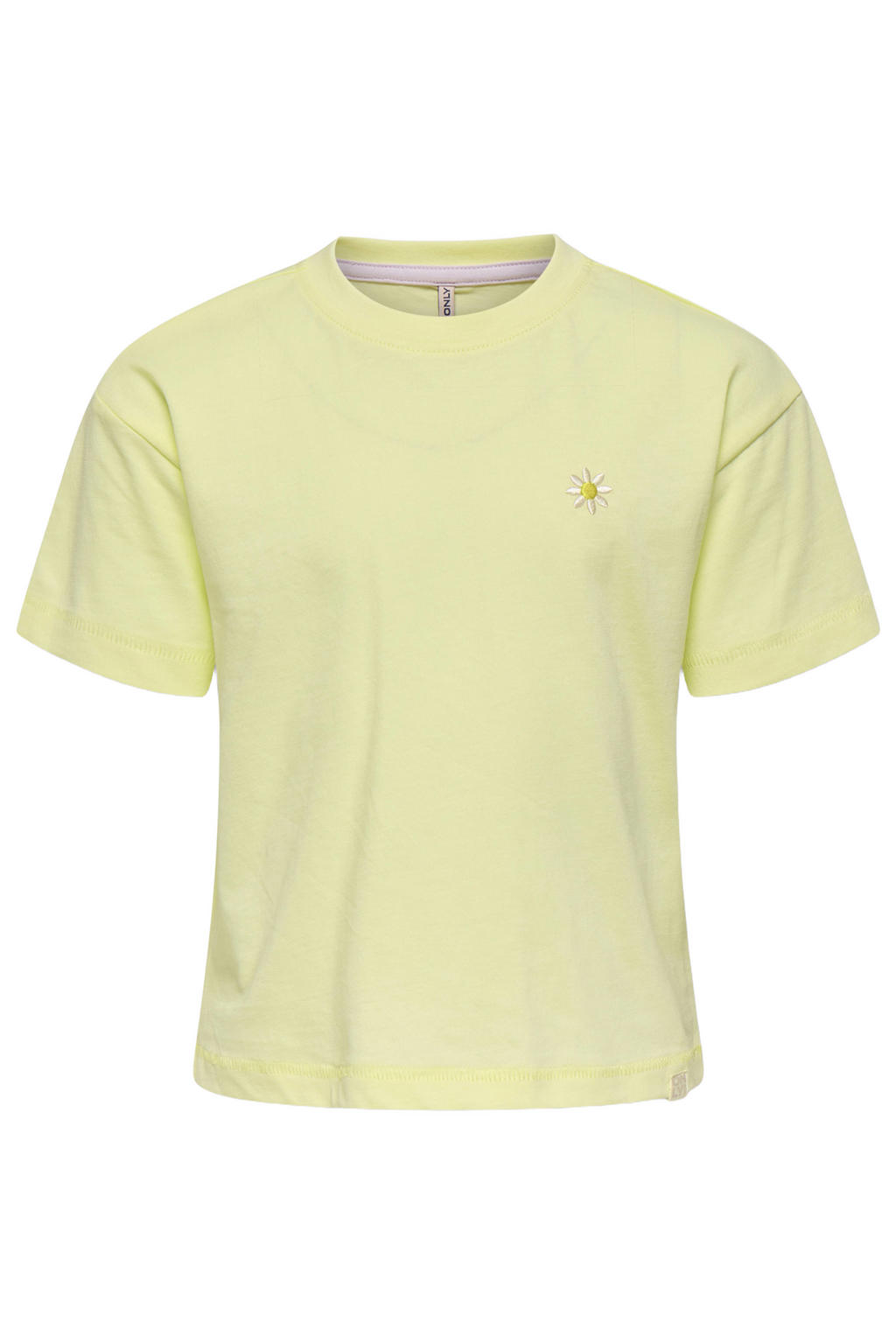 Gele meisjes KIDS ONLY MINI T-shirt van katoen met backprint, korte mouwen en ronde hals