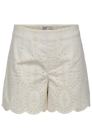 regular waist casual short beige broderie