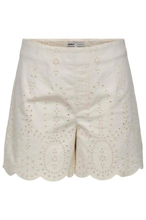 regular waist casual short beige broderie