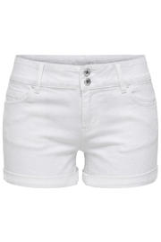 thumbnail: Ecru dames ONLY skinny regular waist short van denim met rits- en knoopsluiting en effen