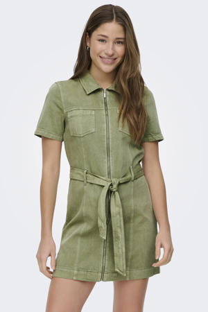 denim mini jurk groen