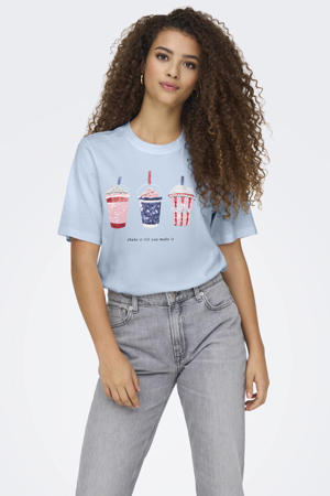 T-shirt lichtblauw met pailletten