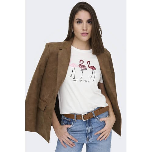 ONLY T-shirt ecru afbeelding