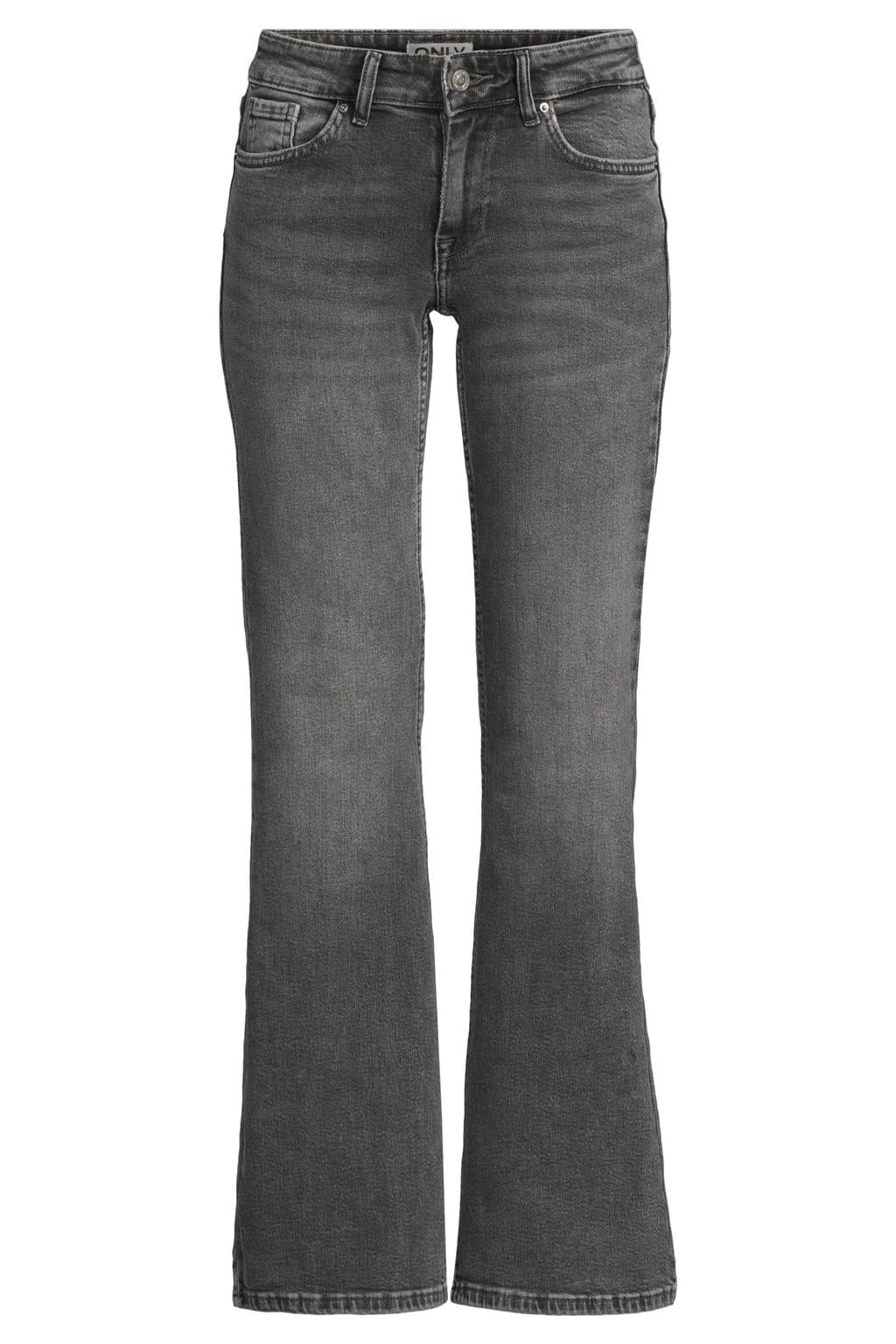 Grijze dames ONLY Onljudy Low Waist Flared Dnm Epp low waist flared jeans met rits- en knoopsluiting en effen