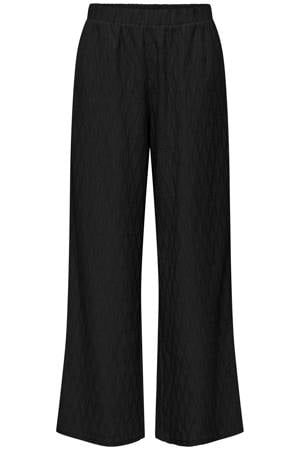 wide leg high waist casual broek zwart