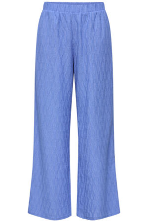 wide leg high waist casual broek blauw