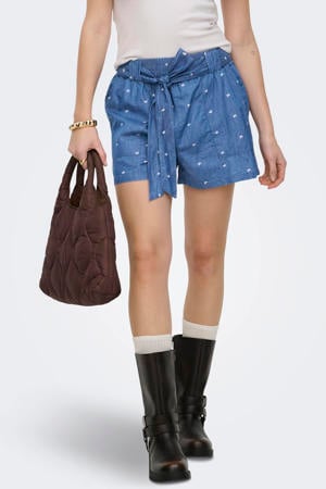 regular high waist casual short medium blue denim