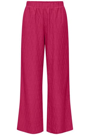 wide leg high waist casual broek roze