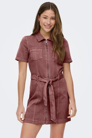 denim mini jurk rood