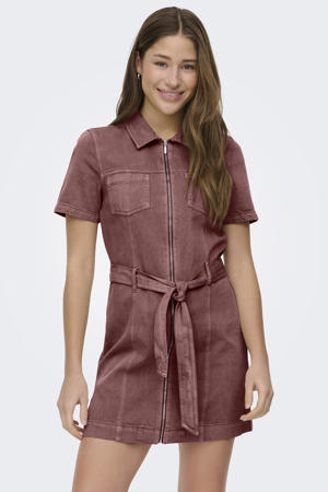 denim mini jurk rood