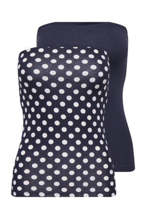 top met stippen donkerblauw - (set van 2)