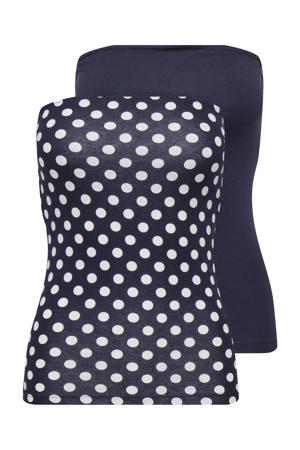 top met stippen donkerblauw - (set van 2)