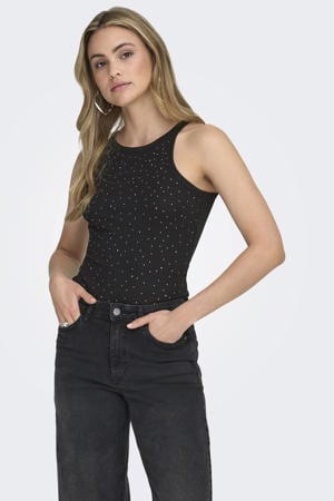 top zwart rib gebreid