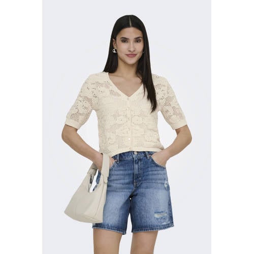 ONLY top crème gebreid afbeelding