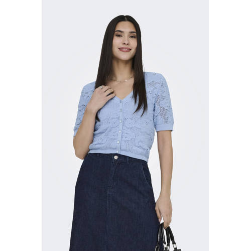 ONLY top blauw gebreid afbeelding