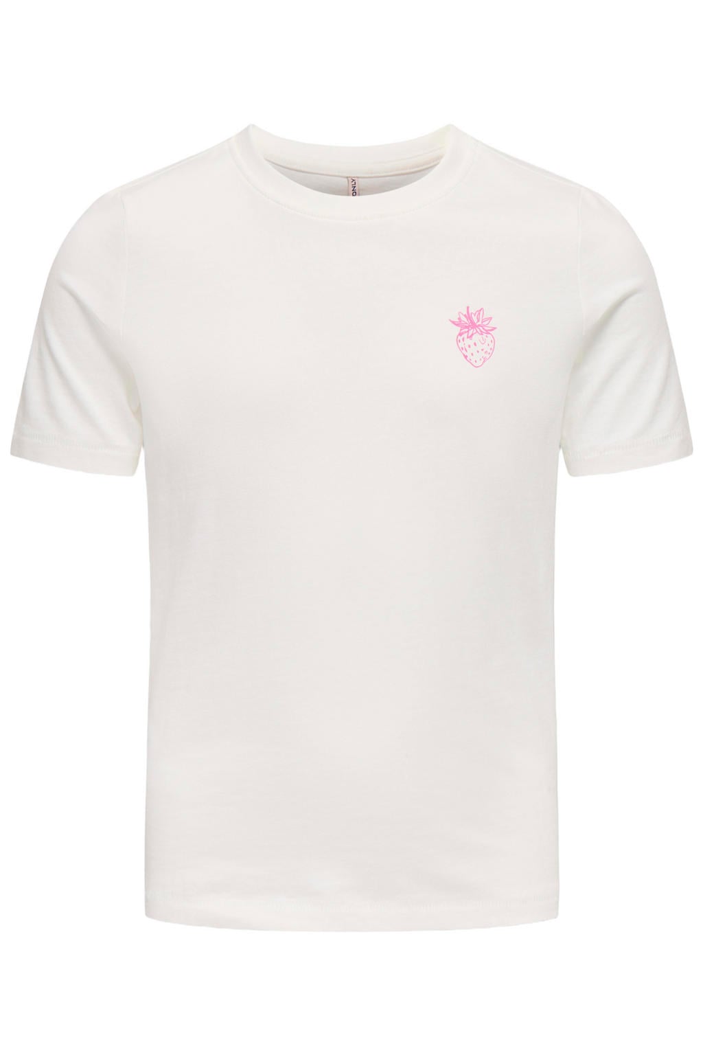 Witte meisjes KIDS ONLY GIRL T-shirt van katoen met backprint, korte mouwen en ronde hals
