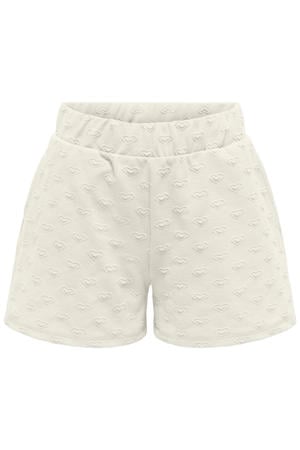 wide leg casual short met hartjes ecru